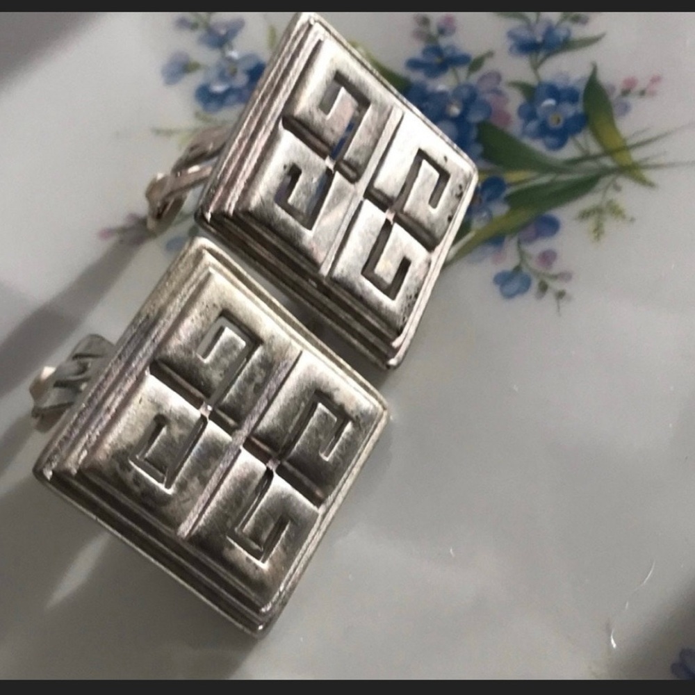 Vintage Statement Givenchy Silver Tone Large Logo… - image 4